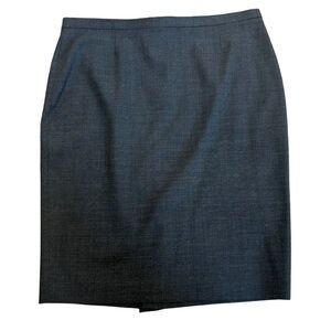 Elise Tahari dark Heathered navy blue back pleat detail pencil skirt Sz 8